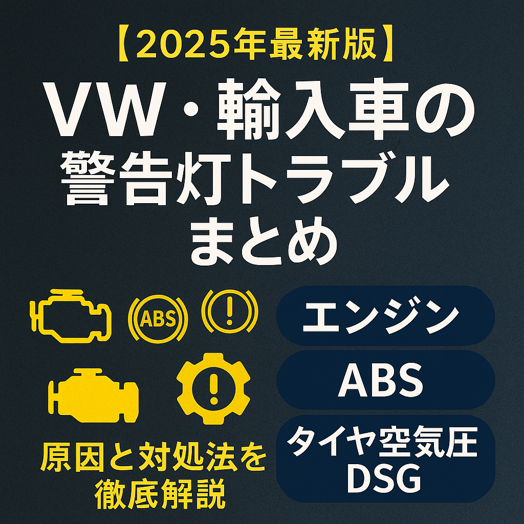 【2025年最新版】VW・輸入車の警告灯トラブルまとめ|エンジン・ABS・タイヤ空気圧・DSGの原因と対処法を徹底解説