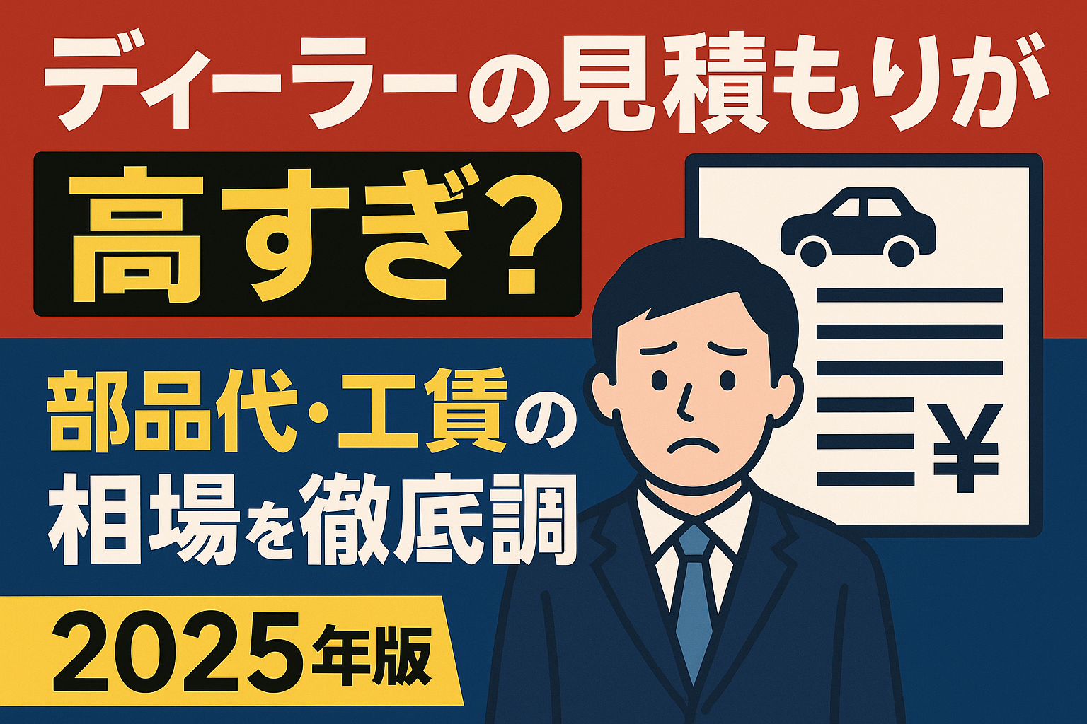 ディーラーの見積もりが高すぎ？部品代・工賃の相場を徹底調査【2025】