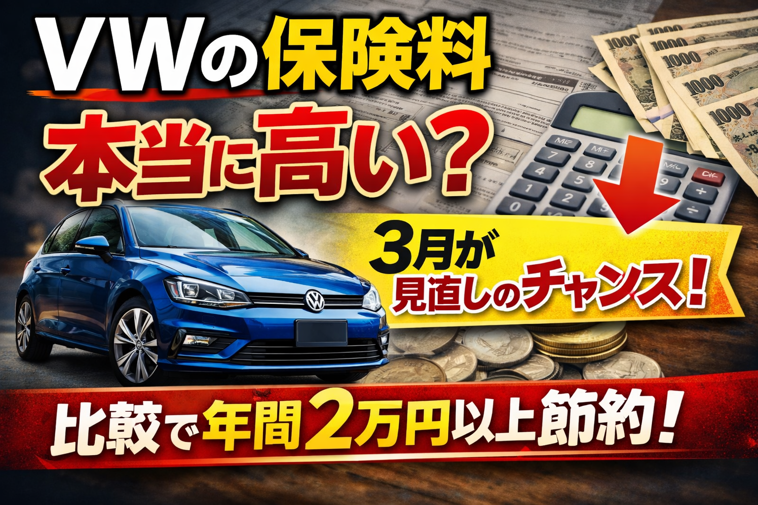 VWの任意保険は高い?3月に見直さないと損をする理由