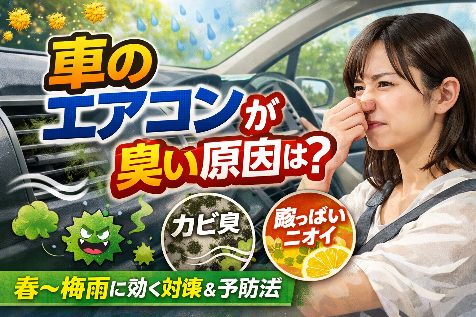 車のエアコンが臭い原因は？カビ臭・酸っぱいニオイの対策と予防法